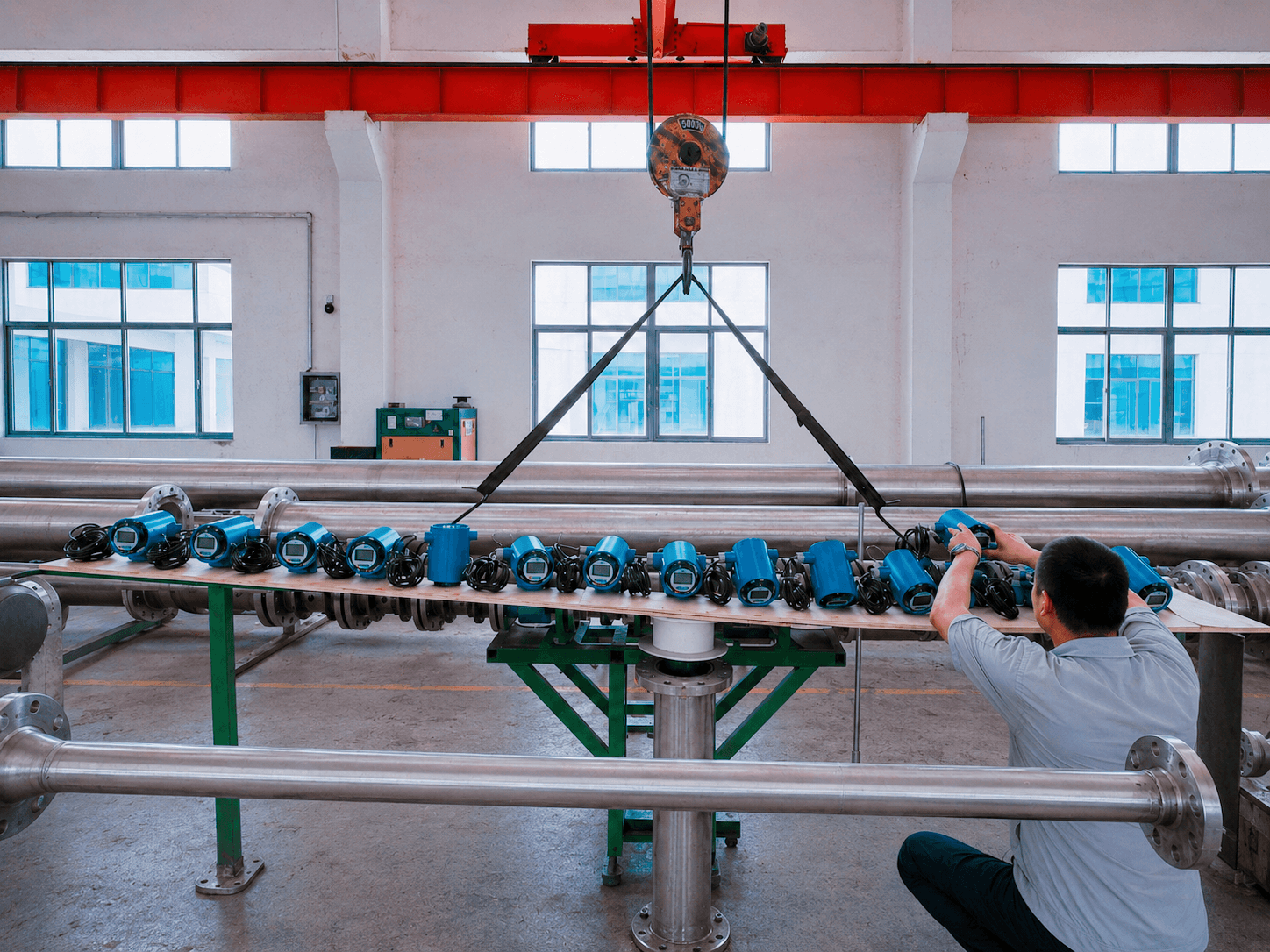 Velomac flowmeter wiring and final checking before shipment