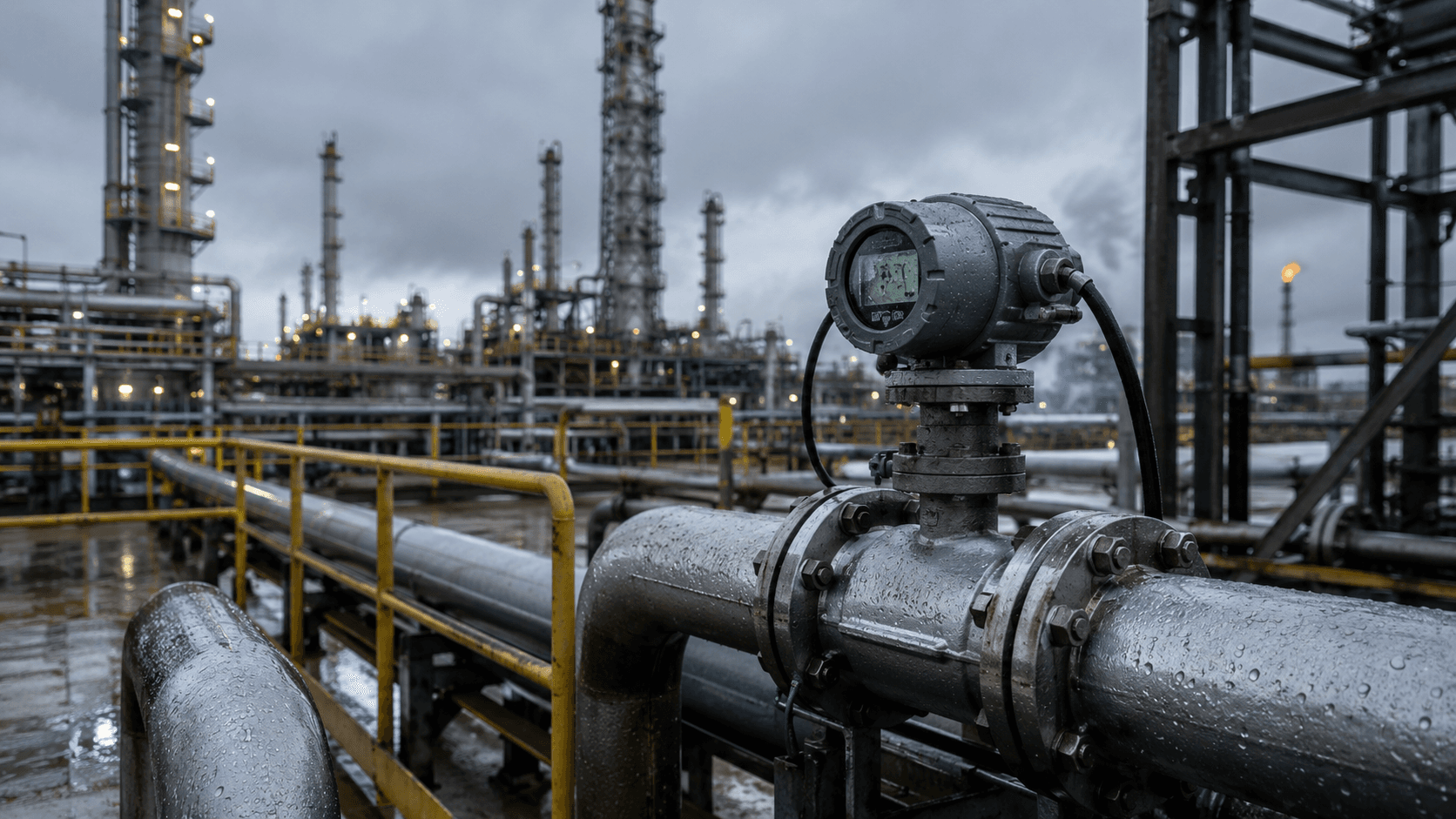 Industrial gas flow line for gas turbine flowmeter application context