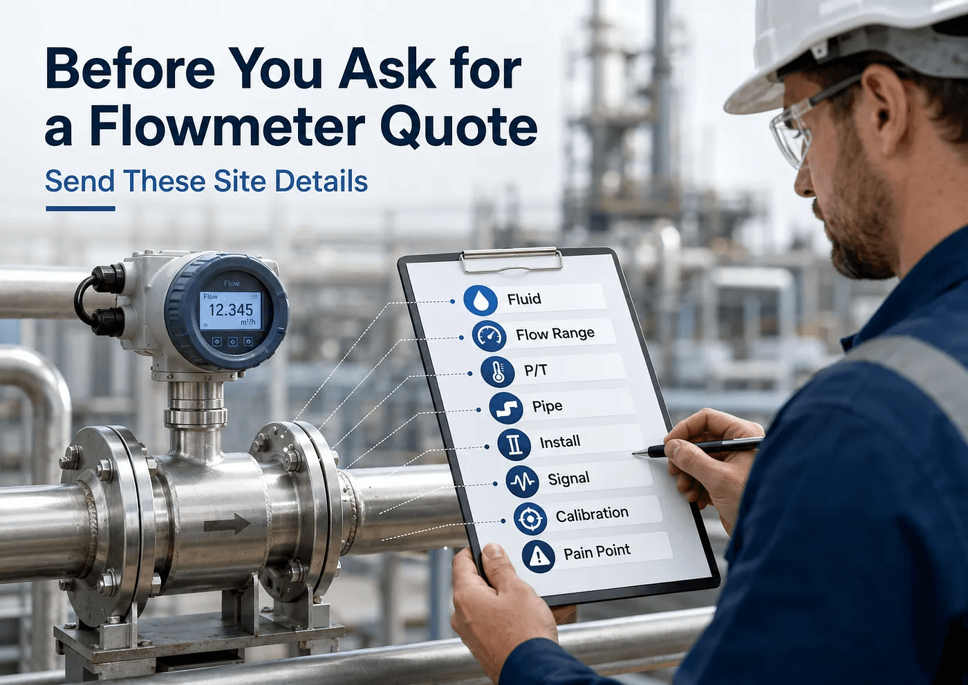 Industrial process line context for preparing a flowmeter quote