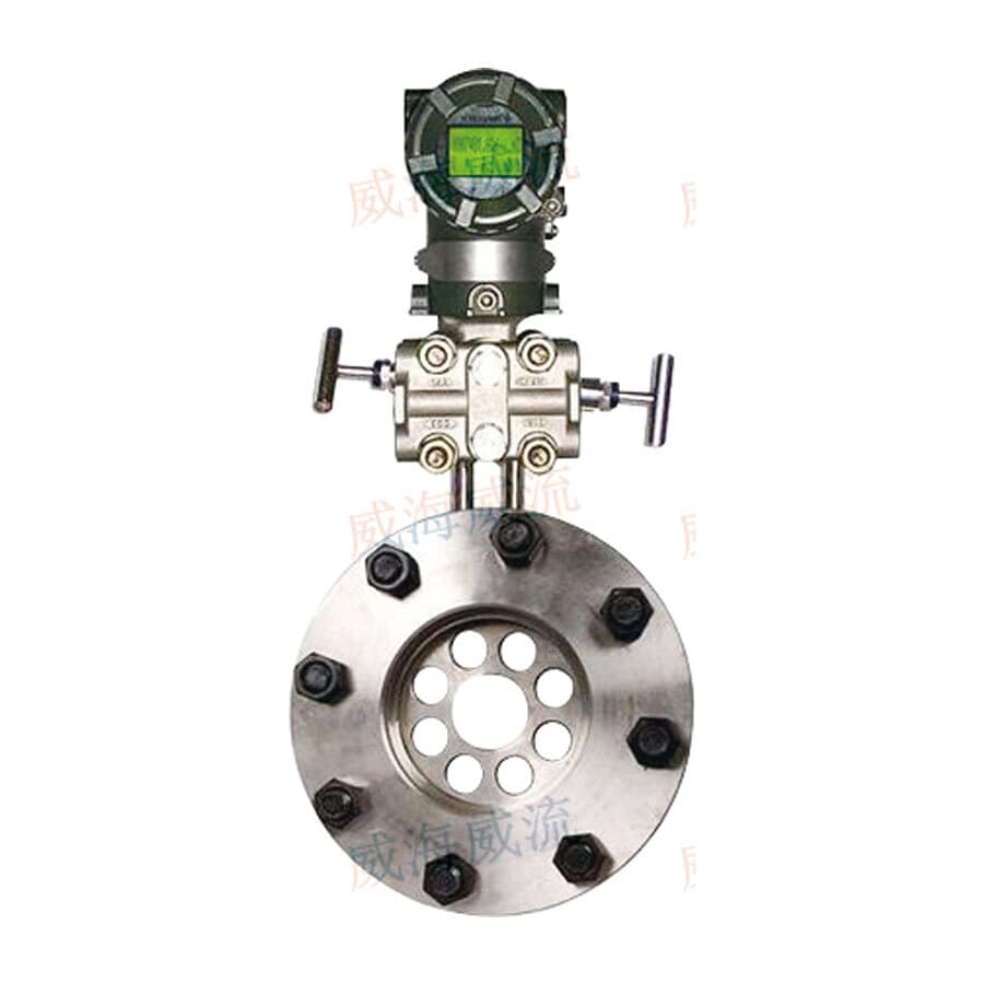Velomac balanced differential pressure flowmeter on clean background