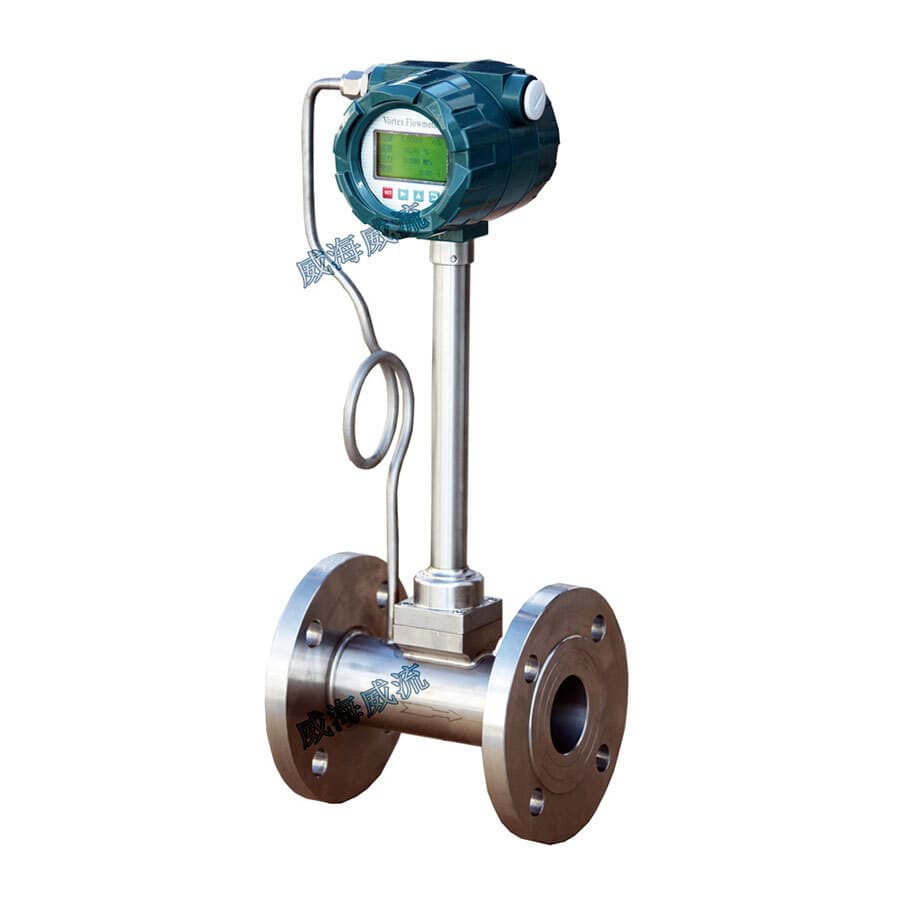 Velomac flanged vortex flowmeter on clean background