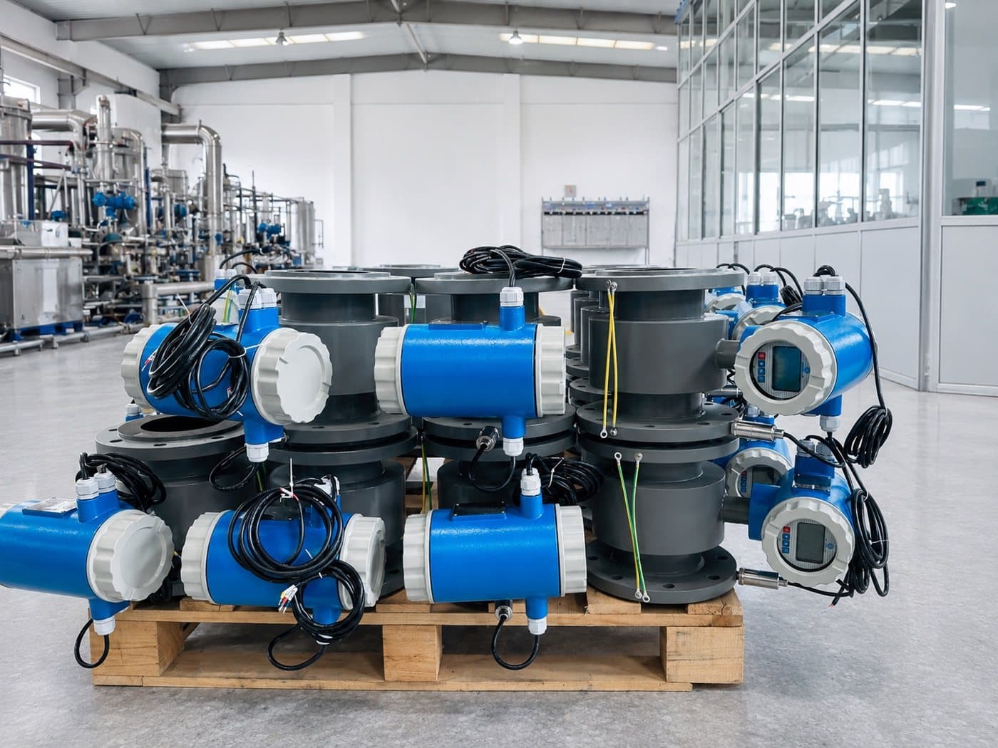 Electromagnetic flowmeters prepared for calibration and configuration