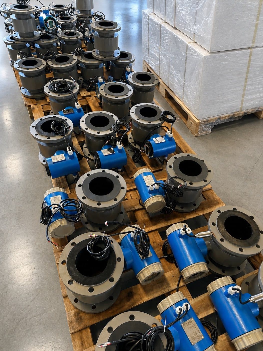 Electromagnetic flowmeters with pressure connections prepared in production